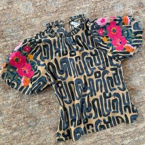 THML women’s embroidered sleeves top